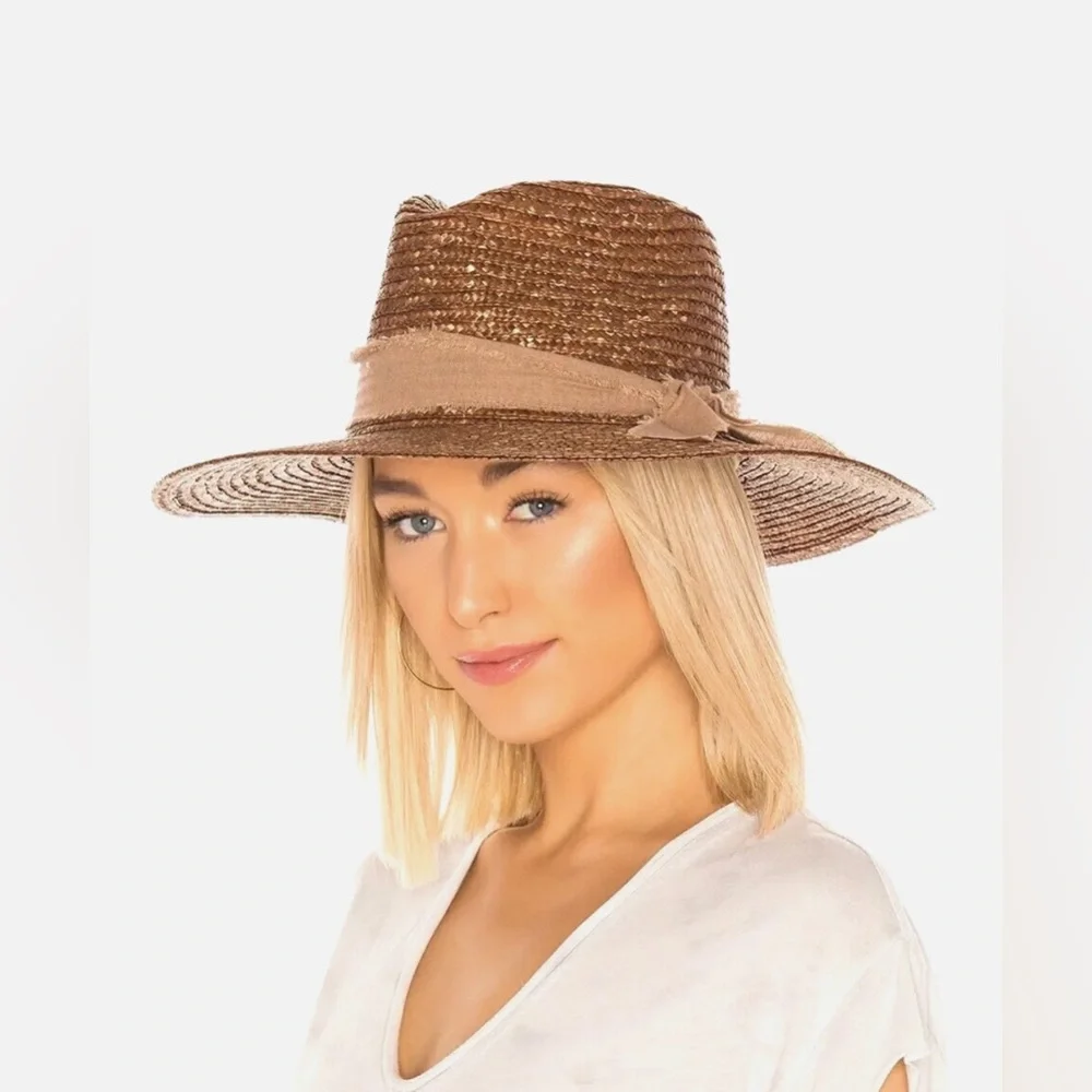 ALE by Alessandra Sun Hat Solange Bronze UPF 50+ Milan Straw Adjustable Packable - Picture 1 of 7